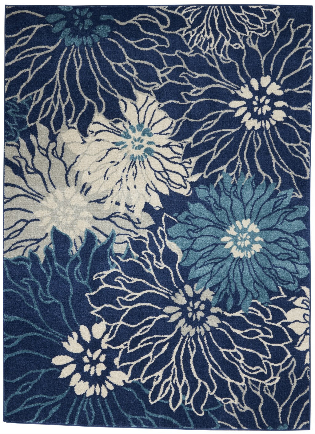 HomeRoots 4' x 6' Navy and Ivory Floral Area Rug