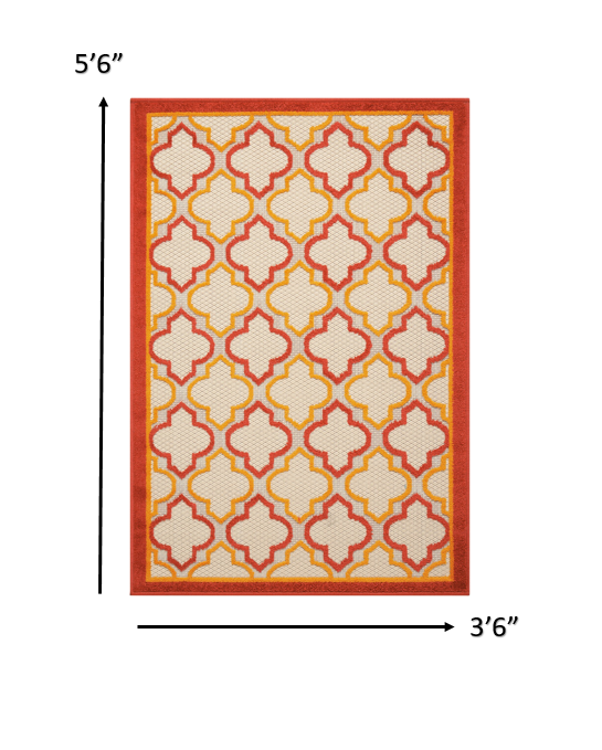 HomeRoots 4' x 6' Red Trellis Indoor Outdoor Area Rug