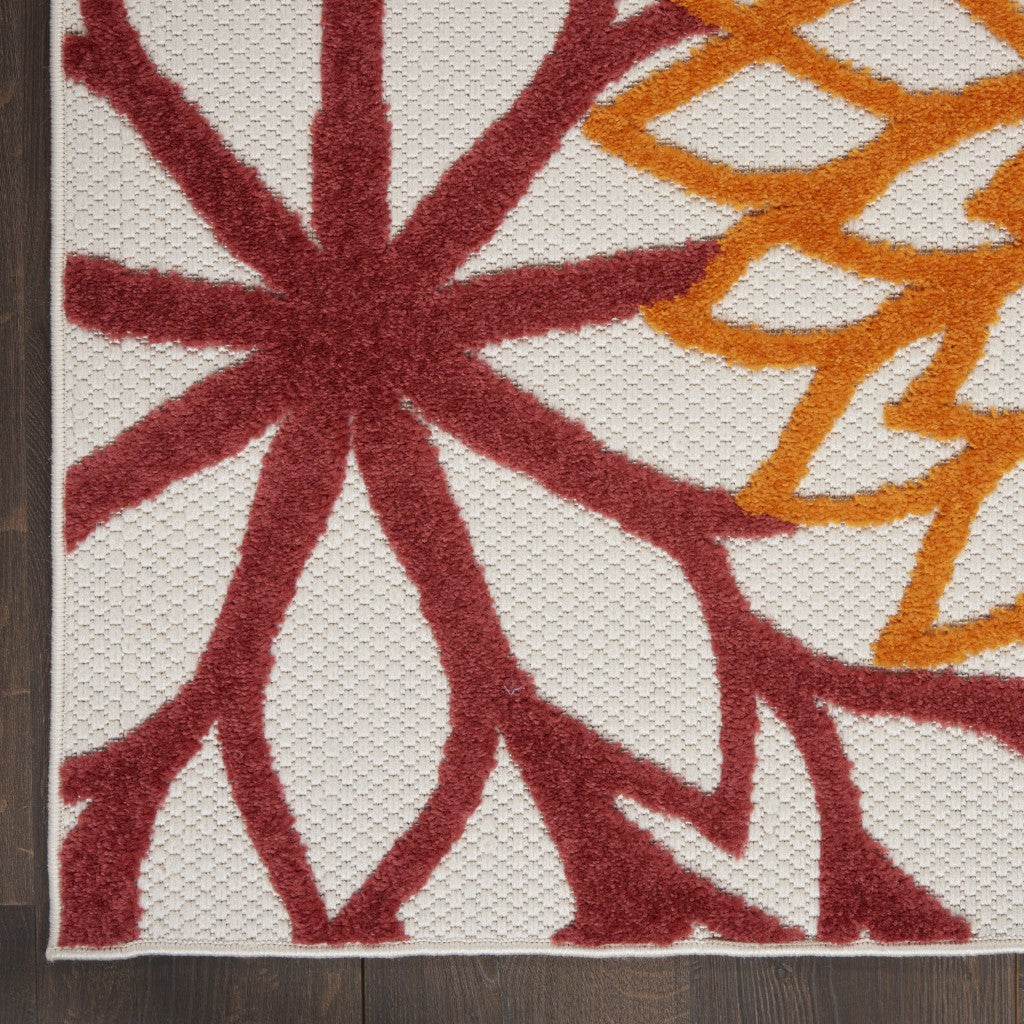 HomeRoots 4' x 6' Red Warm Harvest Indoor Outdoor Area Rug