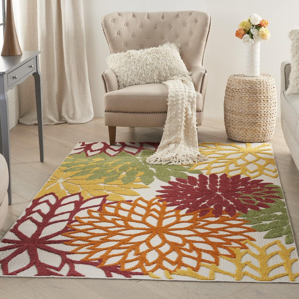 HomeRoots 4' x 6' Red Warm Harvest Indoor Outdoor Area Rug