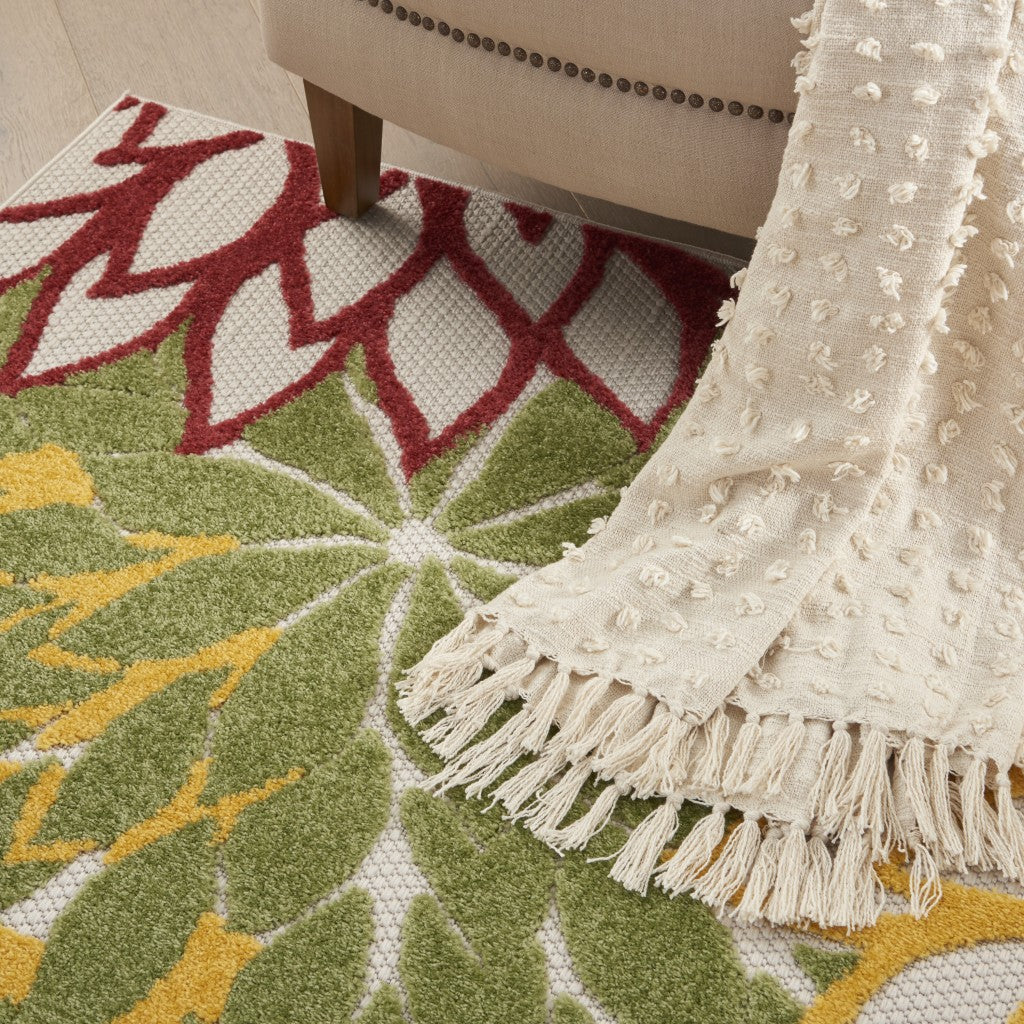 HomeRoots 4' x 6' Red Warm Harvest Indoor Outdoor Area Rug