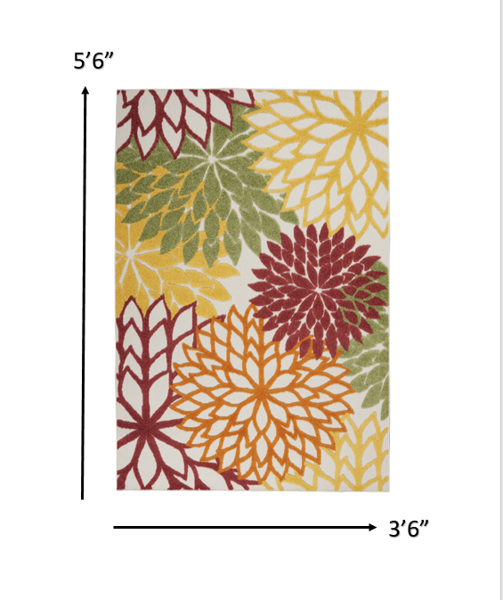 HomeRoots 4' x 6' Red Warm Harvest Indoor Outdoor Area Rug