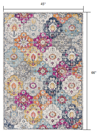 HomeRoots 4’ x 6’ Rust Distressed Floral Area Rug