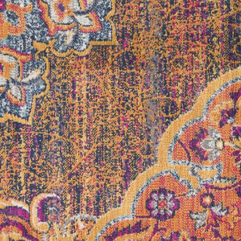 HomeRoots 4' x 6' Rustic Orange Medallion Area Rug