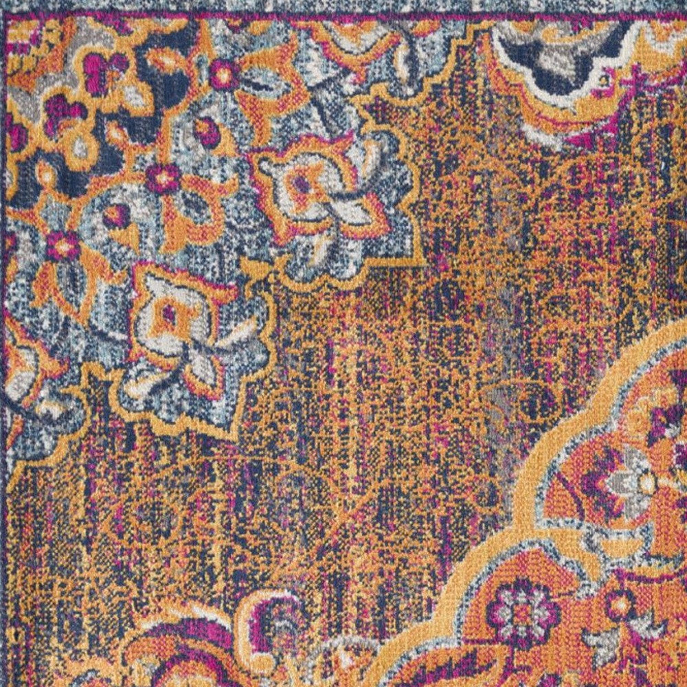 HomeRoots 4' x 6' Rustic Orange Medallion Area Rug