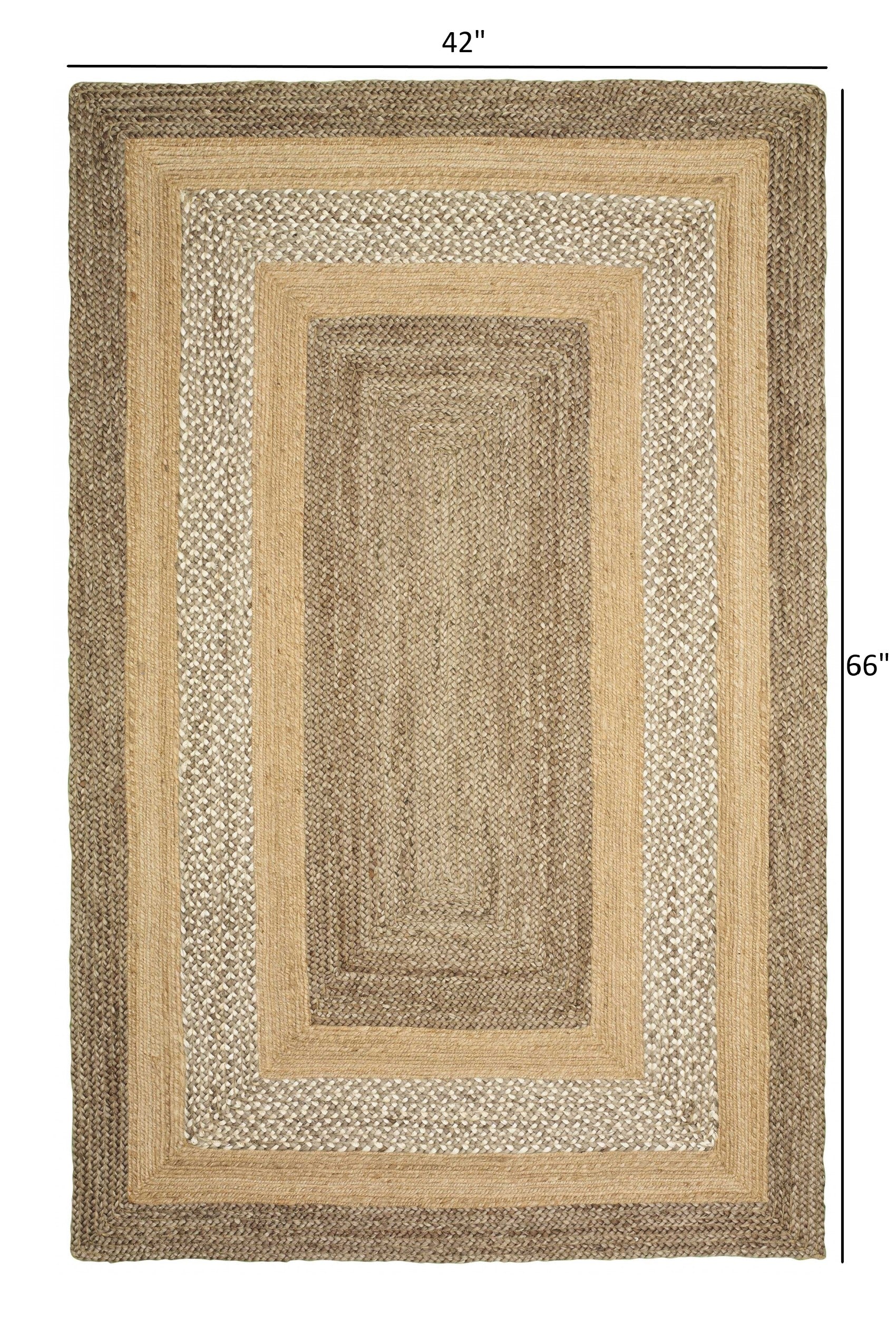 HomeRoots 4' x 6' Tan and Beige Bordered Area Rug