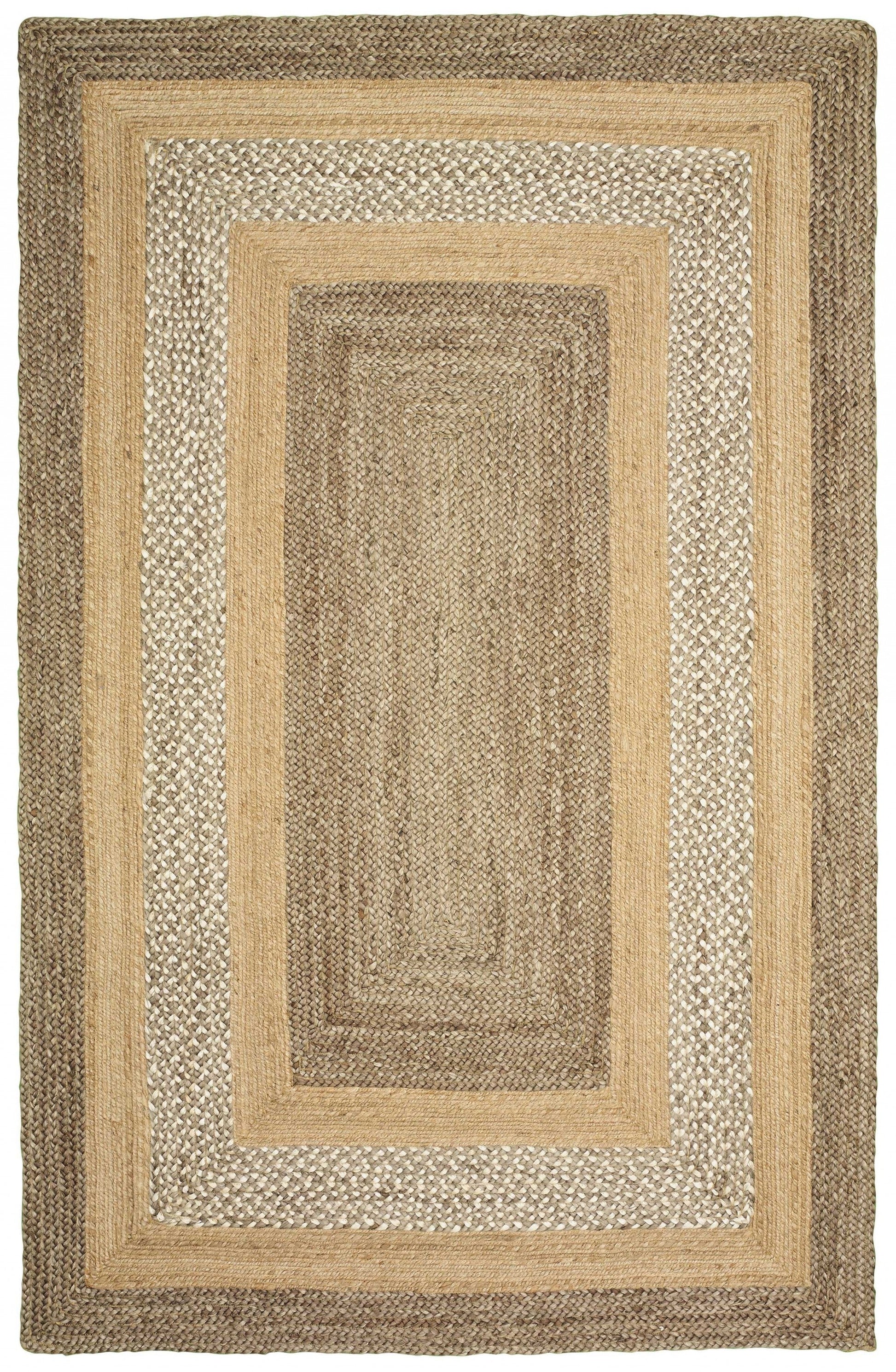 HomeRoots 4' x 6' Tan and Beige Bordered Area Rug