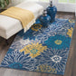 HomeRoots 4’ x 6’ Tropical Flower Area Rug in Blue Finish
