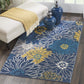 HomeRoots 4’ x 6’ Tropical Flower Area Rug in Blue Finish