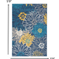 HomeRoots 4’ x 6’ Tropical Flower Area Rug in Blue Finish