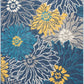 HomeRoots 4’ x 6’ Tropical Flower Area Rug in Blue Finish