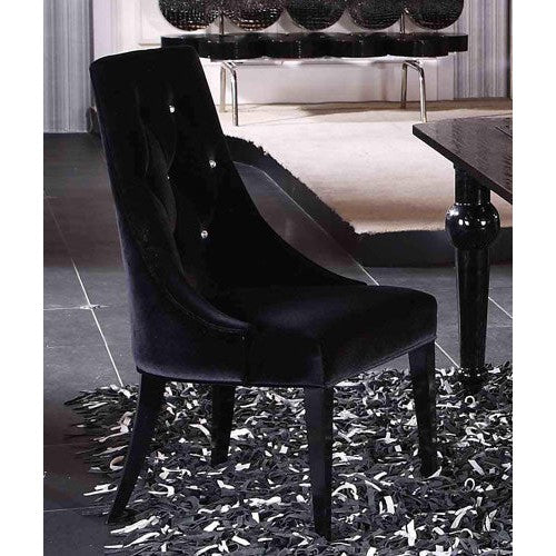 HomeRoots 40" Black Velour Fabric And Wood Dining Chairs In Set Of Two