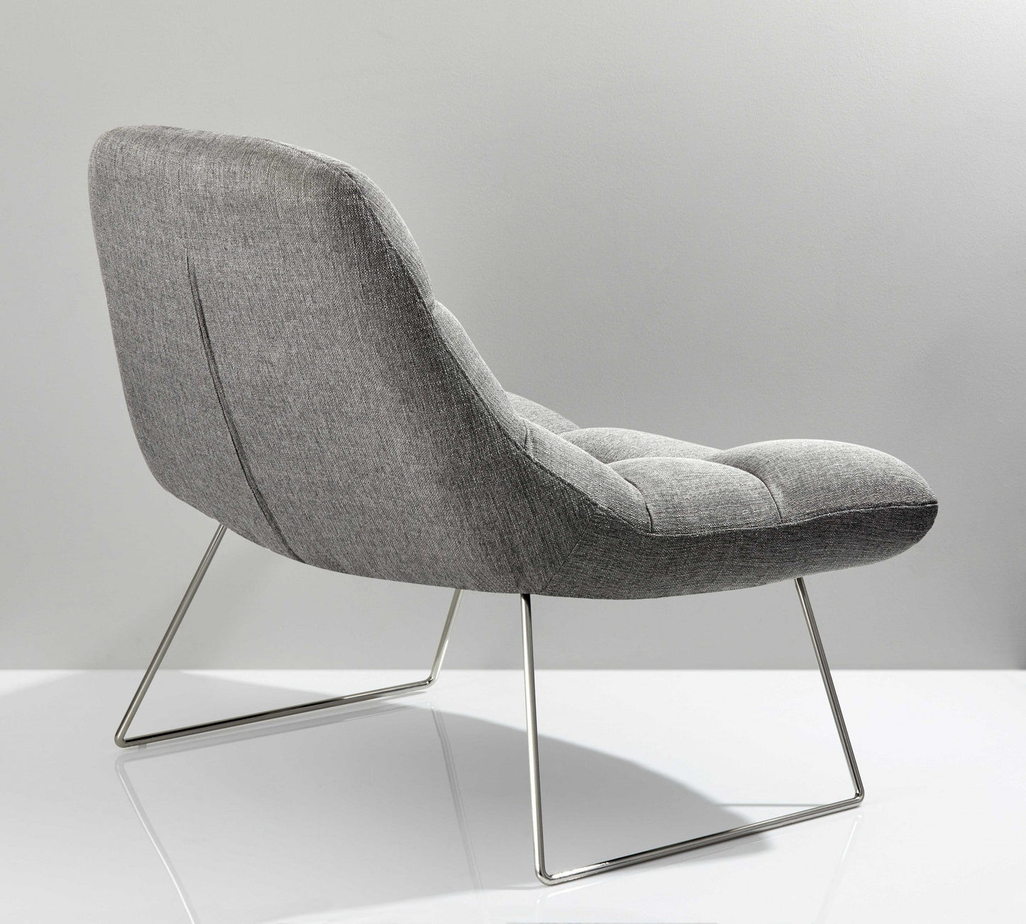 HomeRoots 40" Gray Linen Tufted Butterfly Chair With Silver Base Finish
