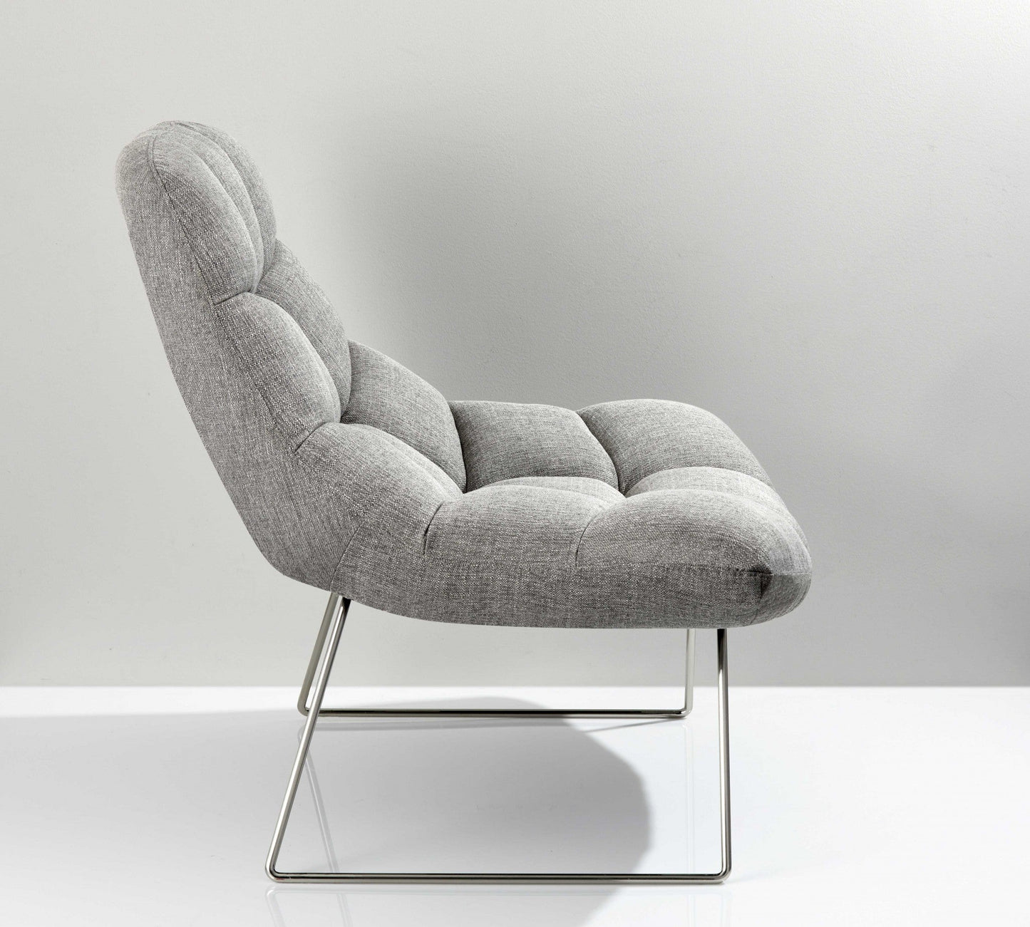 HomeRoots 40" Gray Linen Tufted Butterfly Chair With Silver Base Finish