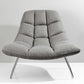 HomeRoots 40" Gray Linen Tufted Butterfly Chair With Silver Base Finish