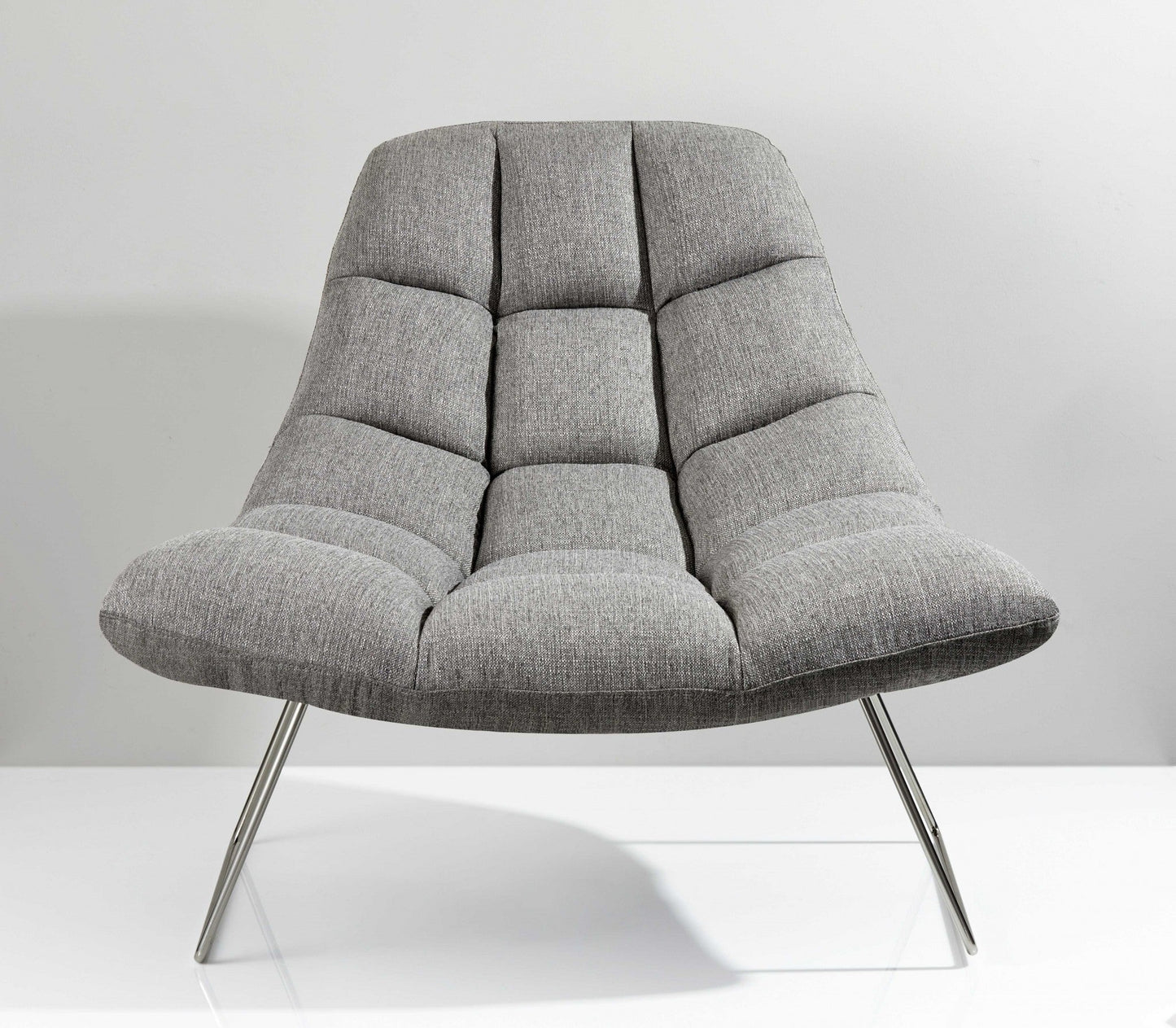 HomeRoots 40" Gray Linen Tufted Butterfly Chair With Silver Base Finish