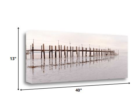 HomeRoots 40" Old Fishing Pier Over Tranquil Waters Giclee Wrap Canvas Wall Art