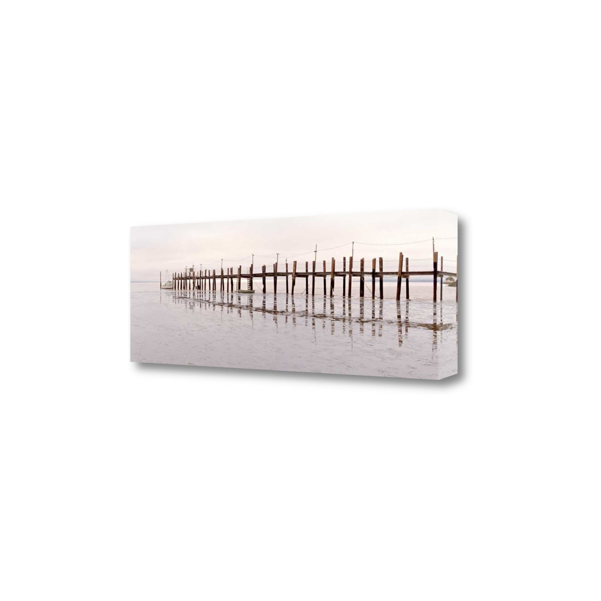 HomeRoots 40" Old Fishing Pier Over Tranquil Waters Giclee Wrap Canvas Wall Art
