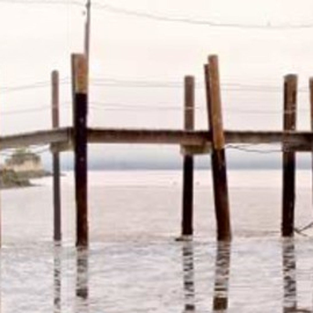 HomeRoots 40" Old Fishing Pier Over Tranquil Waters Giclee Wrap Canvas Wall Art