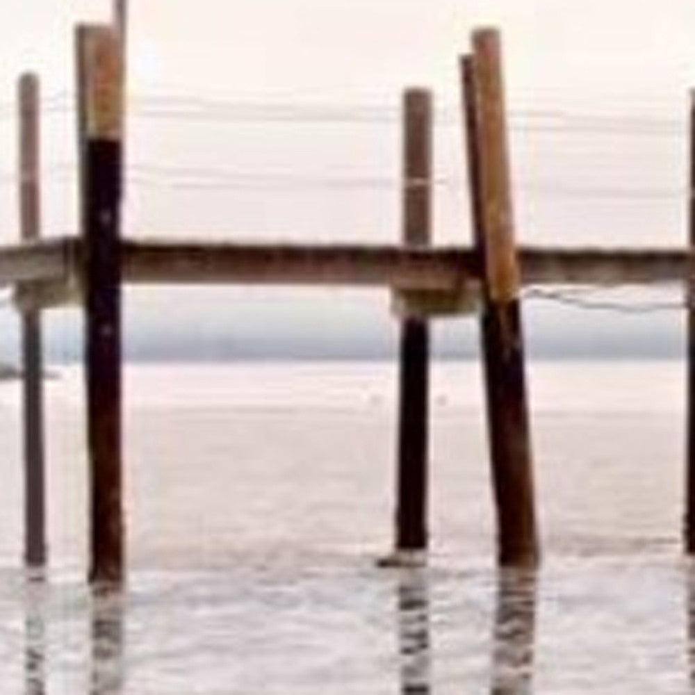HomeRoots 40" Old Fishing Pier Over Tranquil Waters Giclee Wrap Canvas Wall Art