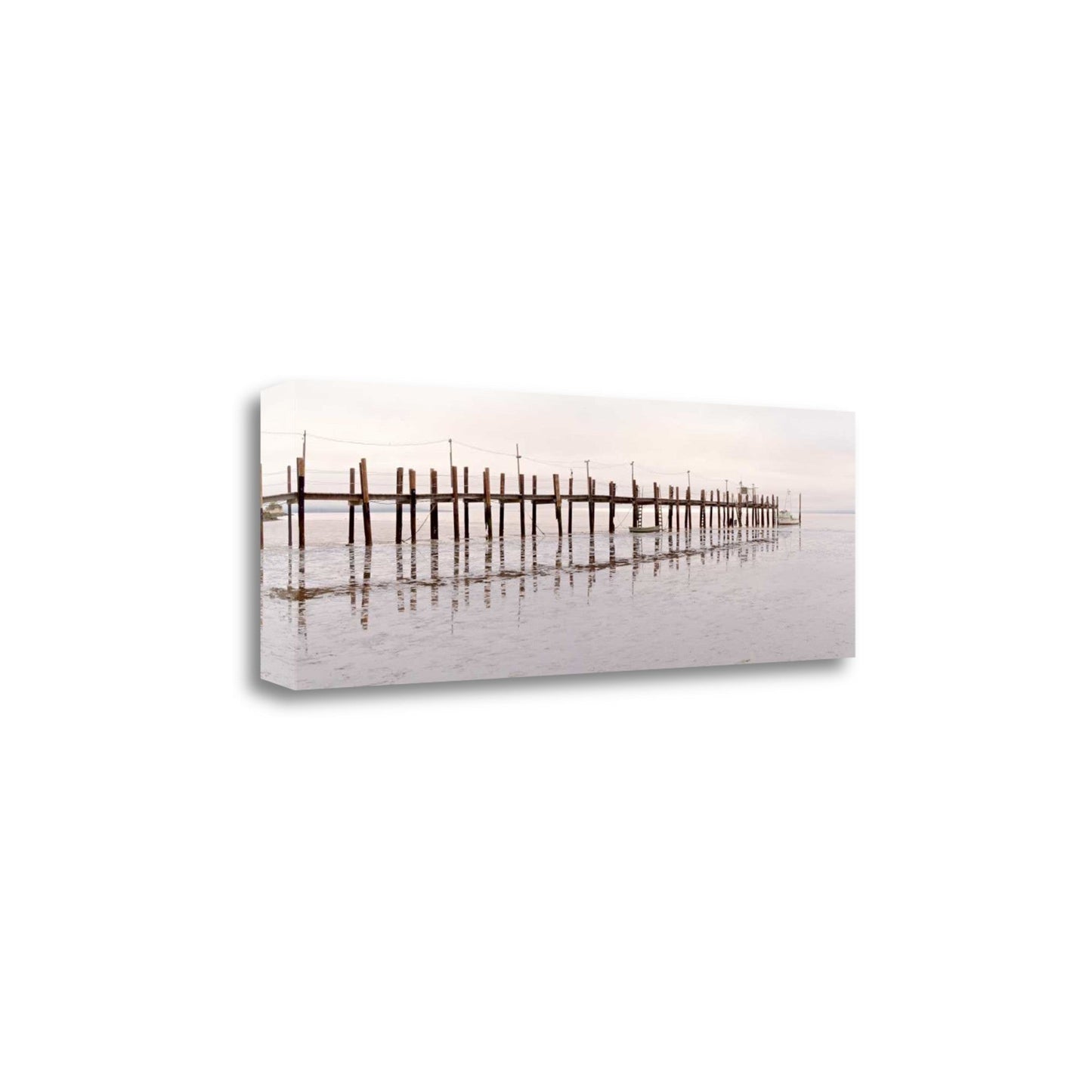 HomeRoots 40" Old Fishing Pier Over Tranquil Waters Giclee Wrap Canvas Wall Art