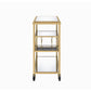 HomeRoots 40" x 16" x 37" Serving Cart In Gold And Clear Glass Finish