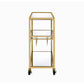 HomeRoots 40" x 16" x 37" Serving Cart In Gold And Clear Glass Finish