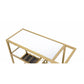 HomeRoots 40" x 16" x 37" Serving Cart In Gold And Clear Glass Finish