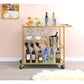 HomeRoots 40" x 16" x 37" Serving Cart In Gold And Clear Glass Finish