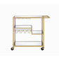 HomeRoots 40" x 16" x 37" Serving Cart In Gold And Clear Glass Finish