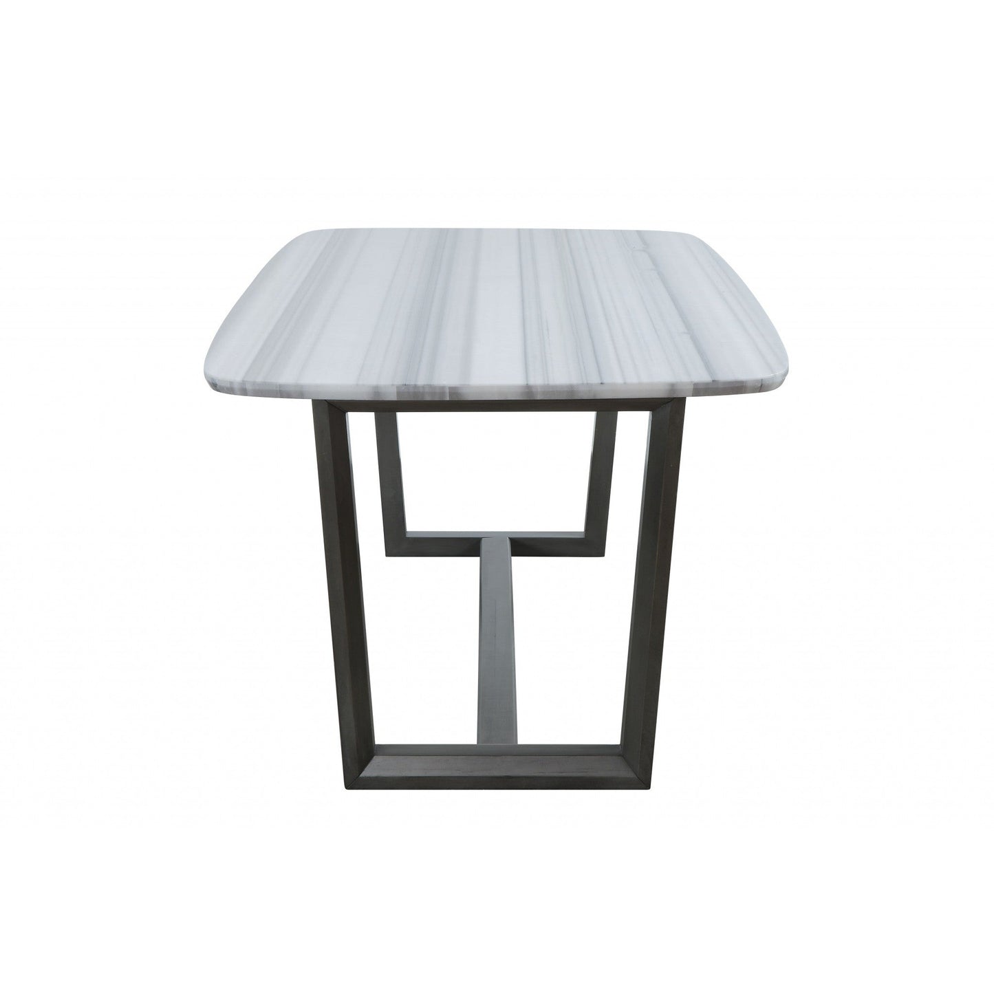 HomeRoots 40" x 72" x 30" Wood Dining Table With Marble Top in Gray Oak Finish
