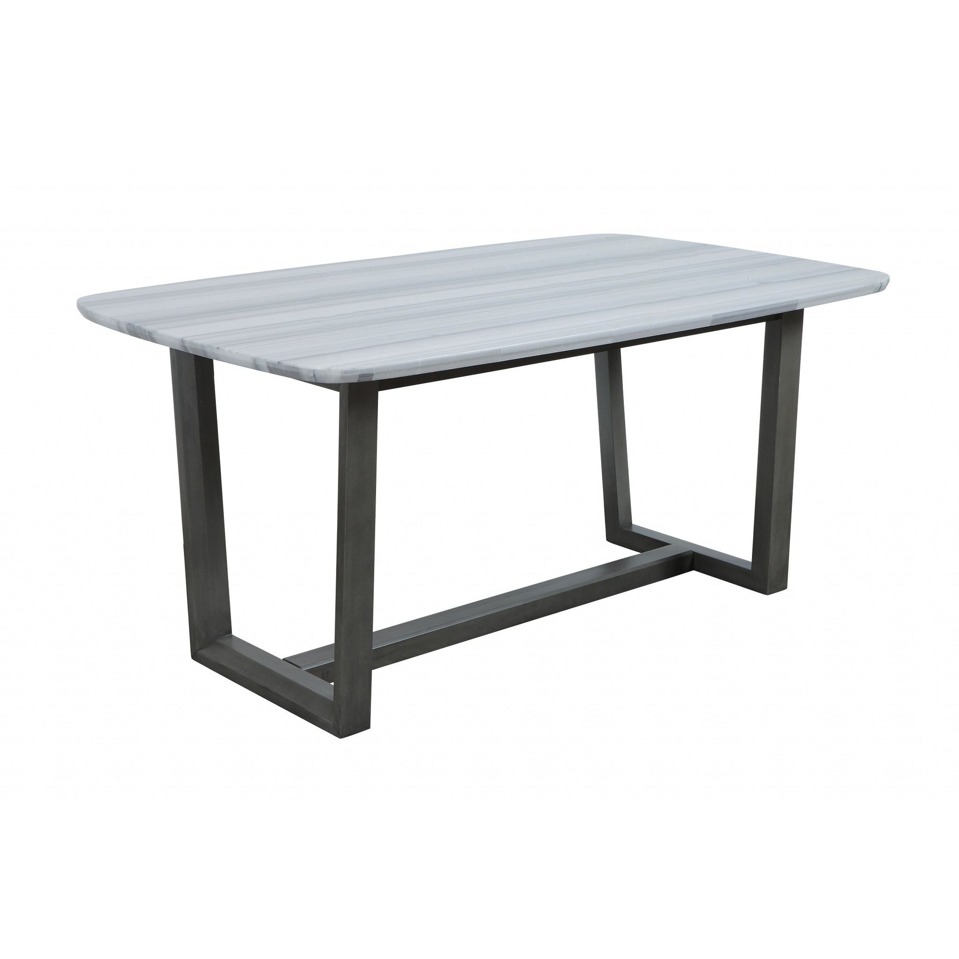 HomeRoots 40" x 72" x 30" Wood Dining Table With Marble Top in Gray Oak Finish