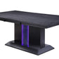 HomeRoots 40" x 76" x 30" Black Wood Dining Table With LED Glass