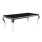 HomeRoots 40" x 80" x 30" Stainless Steel and Glass Dining Table in Black