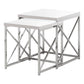 HomeRoots 40.5" Particle Board and Chrome Metal Two Pieces Nesting Table Set