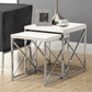 HomeRoots 40.5" Particle Board and Chrome Metal Two Pieces Nesting Table Set