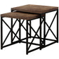HomeRoots 41" Brown Particle Board and Black Metal Nesting Table in Set of 2