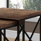 HomeRoots 41" Brown Particle Board and Black Metal Nesting Table in Set of 2