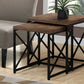 HomeRoots 41" Brown Particle Board and Black Metal Nesting Table in Set of 2