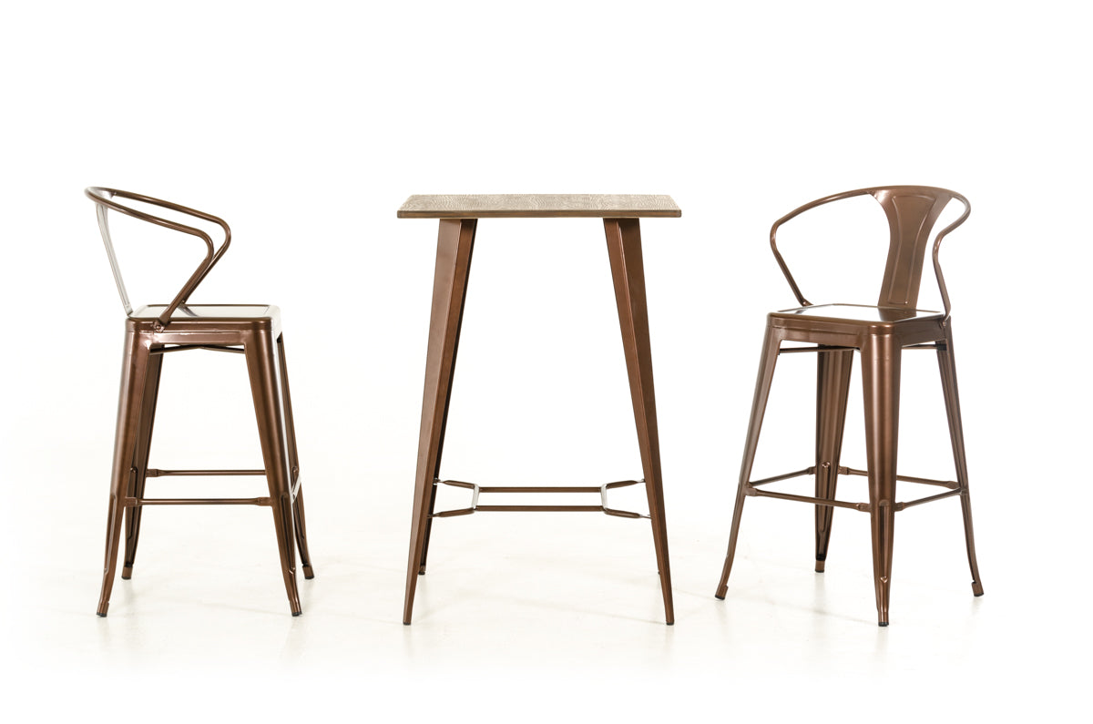 HomeRoots 41" Copper and Wood Bar Table