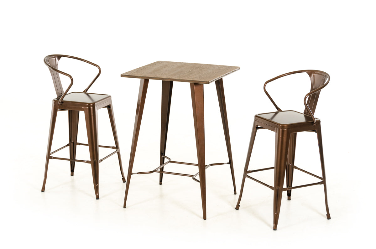 HomeRoots 41" Copper and Wood Bar Table