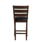 HomeRoots 41" Dark Wood Finish and Black Faux Leather Ladder Back Counter Height Chairs in Set of 2