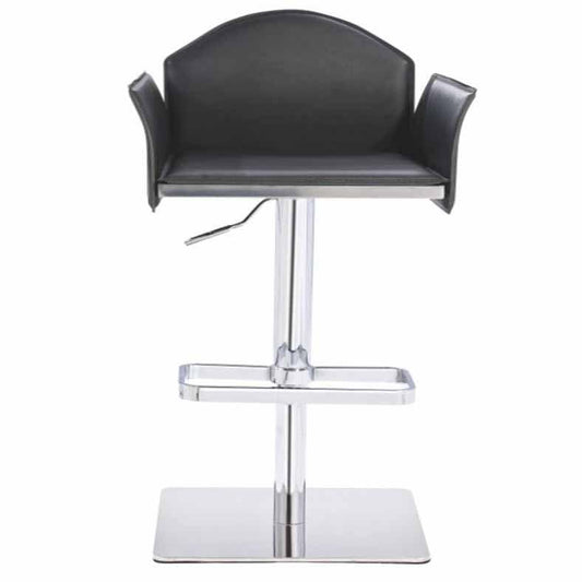 HomeRoots 41" Eco Leather And Steel Bar Stool In Black