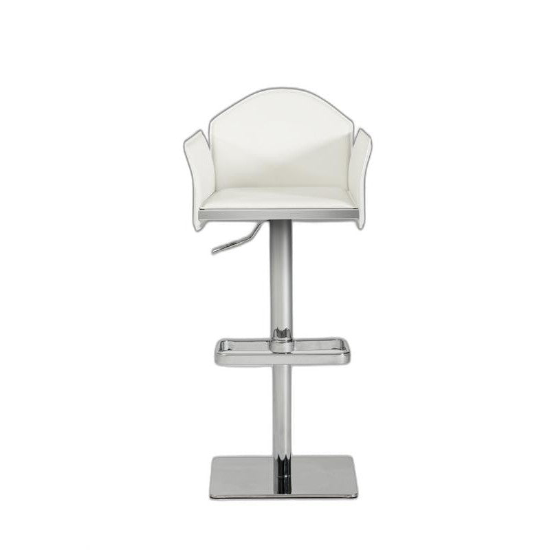 HomeRoots 41" Eco Leather And Steel Bar Stool In White