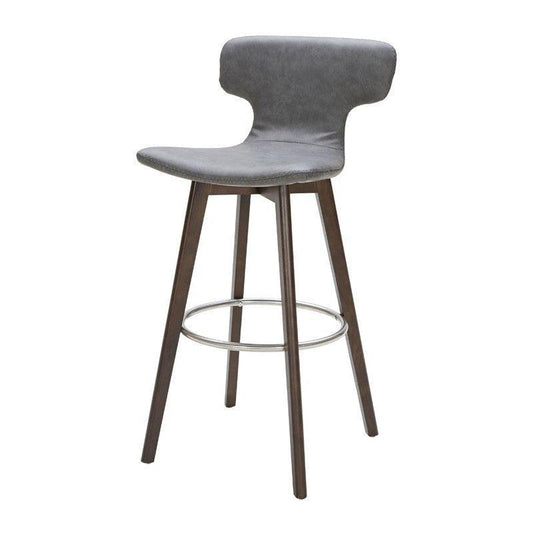 HomeRoots 41" Eco Leather Steel And Wood Bar Stool In Dark Grey