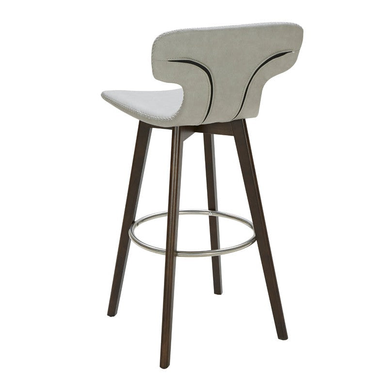 HomeRoots 41" Eco Leather Steel And Wood Bar Stool In Light Grey