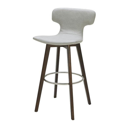 HomeRoots 41" Eco Leather Steel And Wood Bar Stool In Light Grey