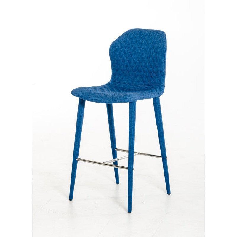 HomeRoots 41" Fabric And Metal Bar Stool In Blue