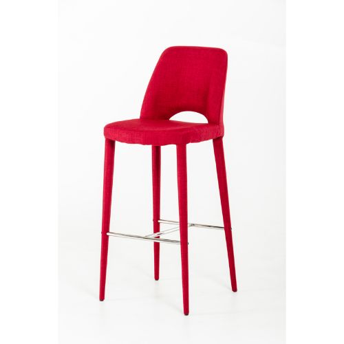 HomeRoots 41" Fabric And Metal Bar Stool In Red