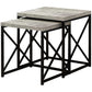 HomeRoots 41" Grey Particle Board and Black Metal Nesting Table in Set of 2